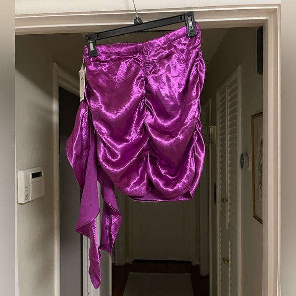 NWT For Love And Lemons Bowie Metallic Mini Skirt in Electric Purple - Picture 3 of 13
